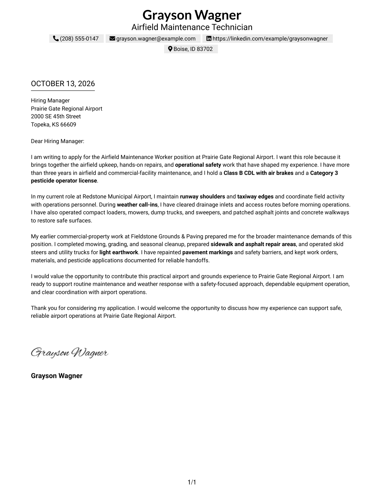 Text/Fang Style Cover Letter Preview
