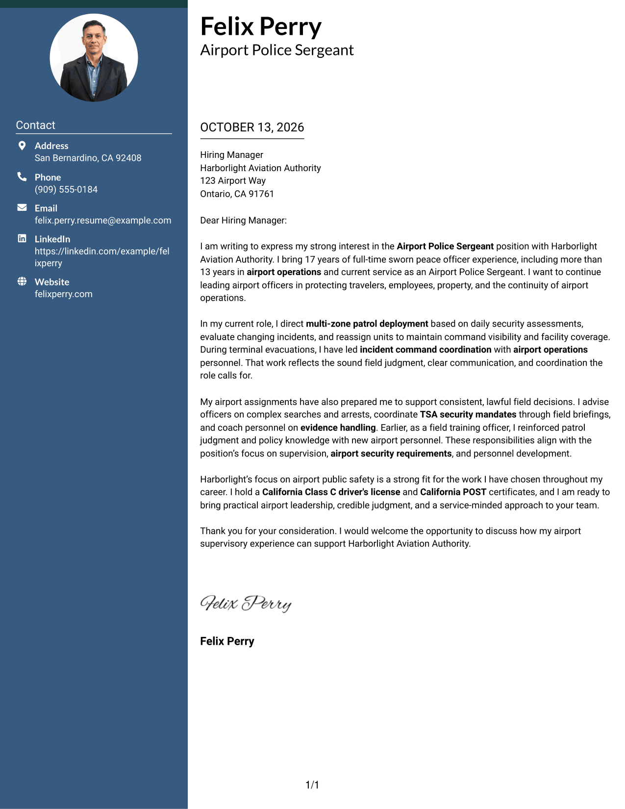 Cover Letter Example Page 1
