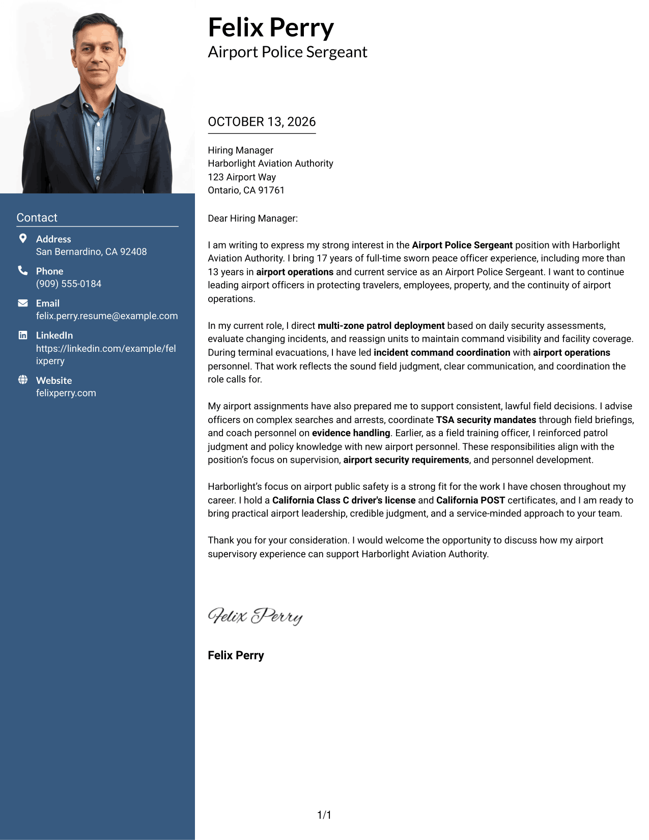 Cover Letter Example Page 1