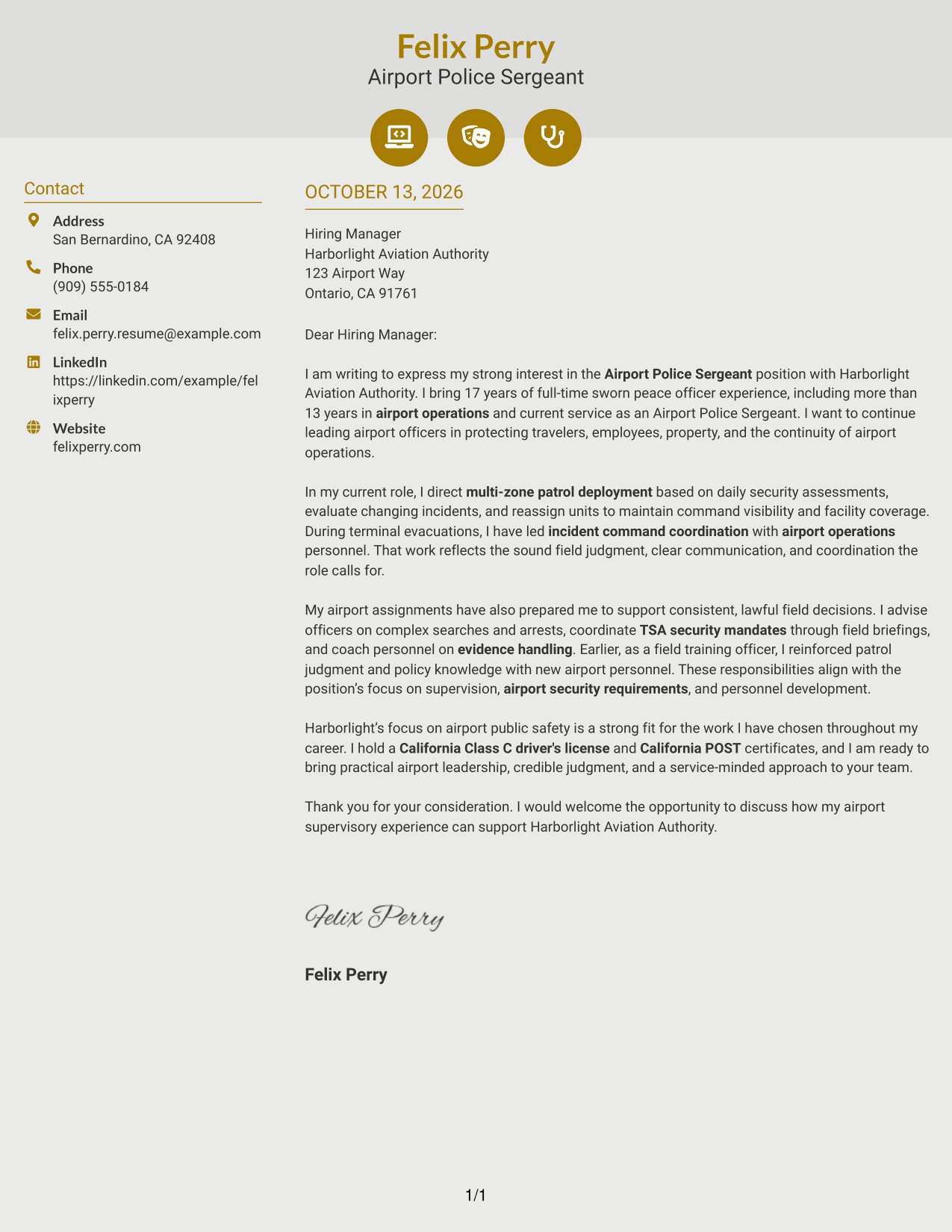 Cover Letter Example Page 1
