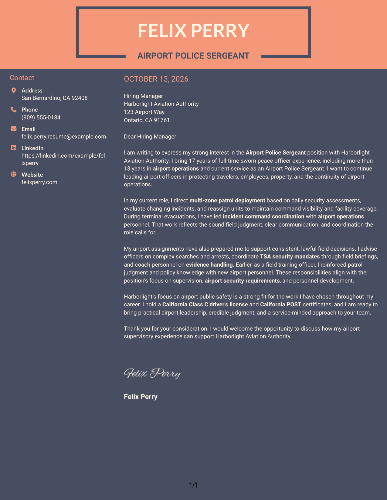 Cover Letter Example Page 1