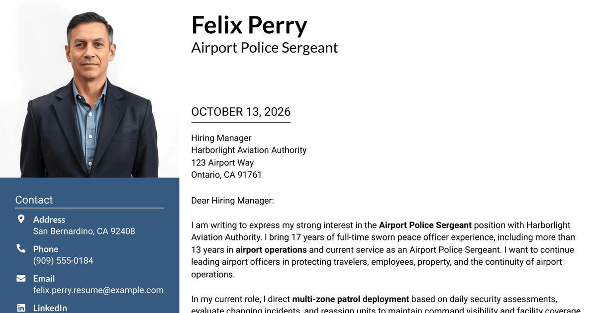 7 Airport Police Sergeant Cover Letter Templates with Example