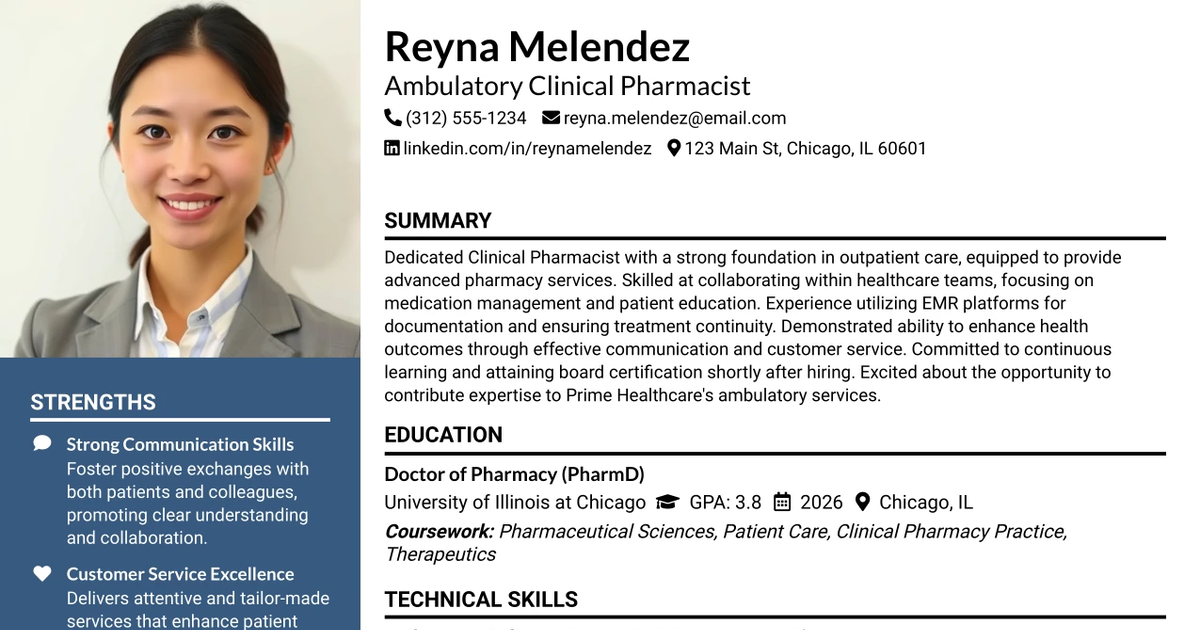 33 Ambulatory Clinical Pharmacist Resume Templates with Example 2026 (ATS-Optimized)