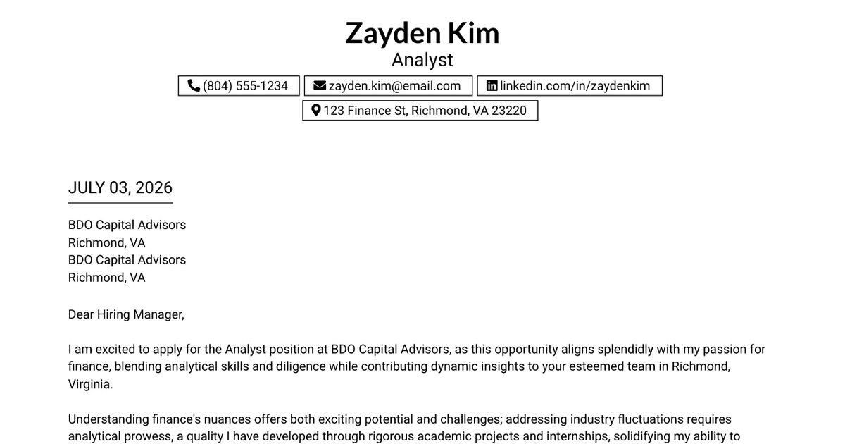 30+ Analyst Cover Letter Templates with Example 2026