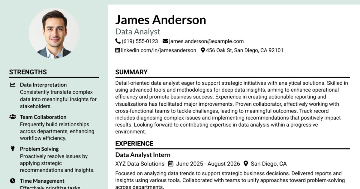 33 Analyst, Data Analytics Resume Templates with Example 2026 (ATS-Optimized)