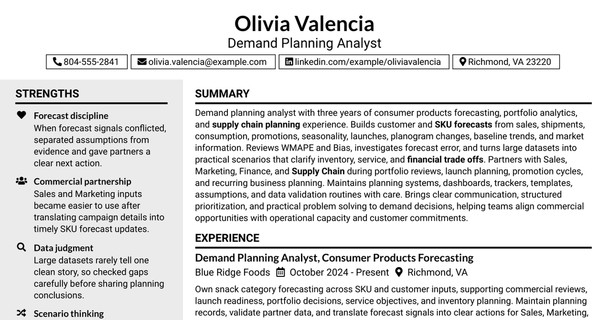 7 Analyst, Demand Planning Salty Resume Templates with Example