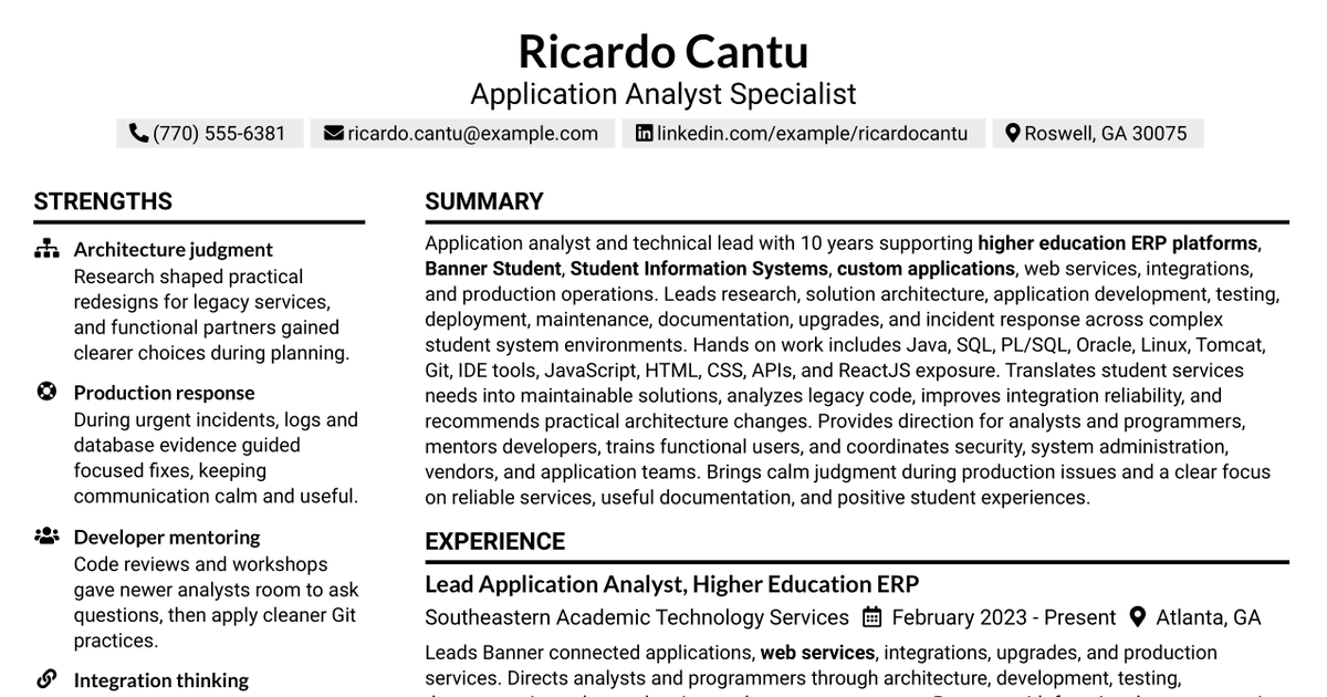 7 Application Analyst Specialist Resume Templates with Example