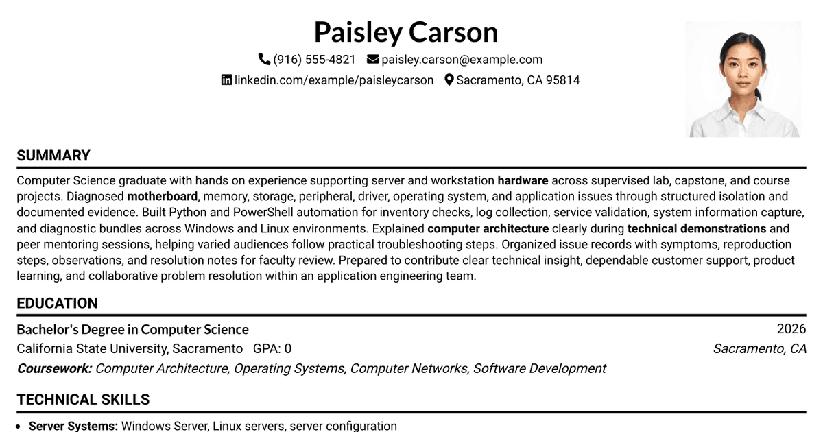 7 Application Engineer Resume Templates with Example