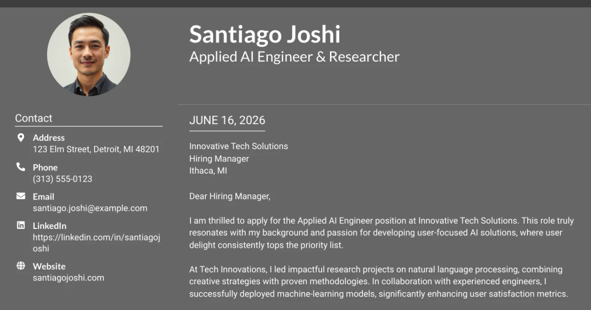 30+ Applied AI Engineer & Researcher Cover Letter Templates with Example 2026