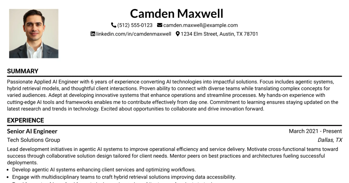33 Applied AI Engineer Resume Templates with Example 2026 (ATS-Optimized)