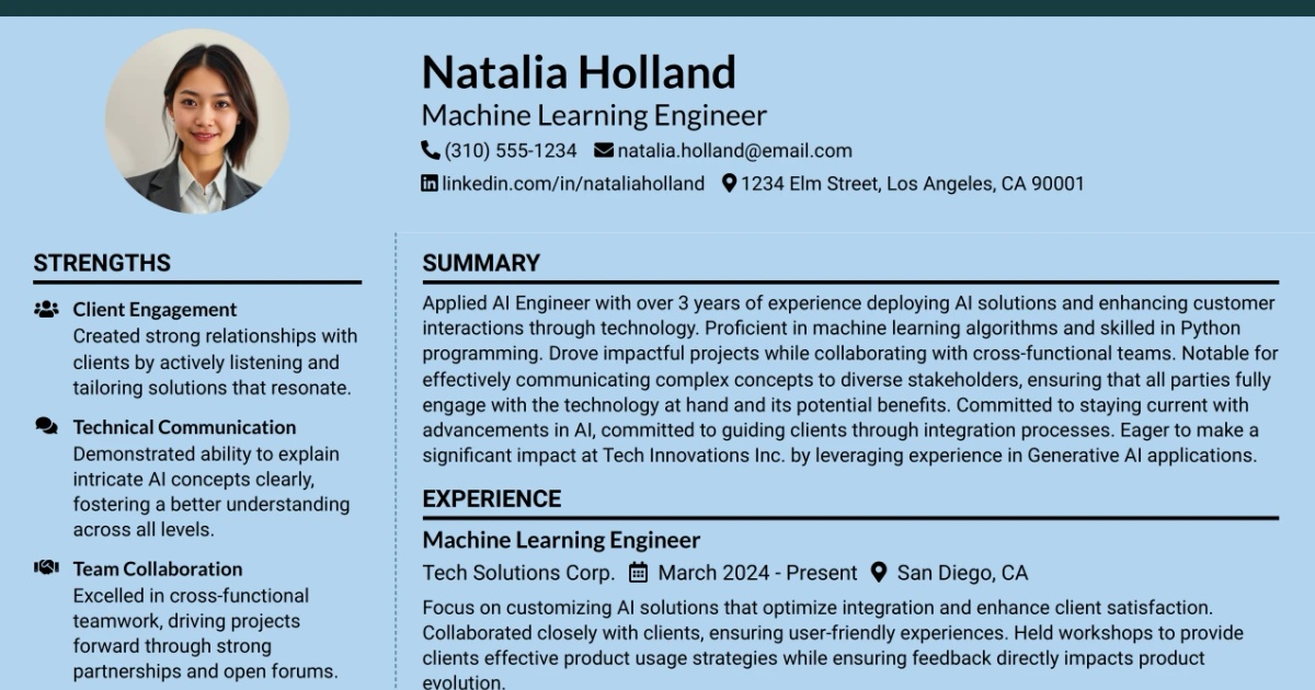 33 Applied AI, Forward Deployed Machine Learning Engineer Resume Templates with Example 2026