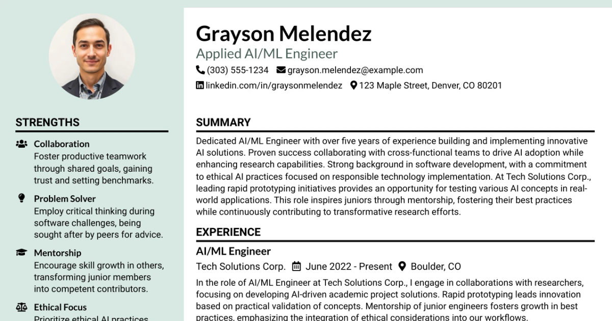 33 Applied AI/ML Engineer Resume Templates with Example 2026 (ATS-Optimized)
