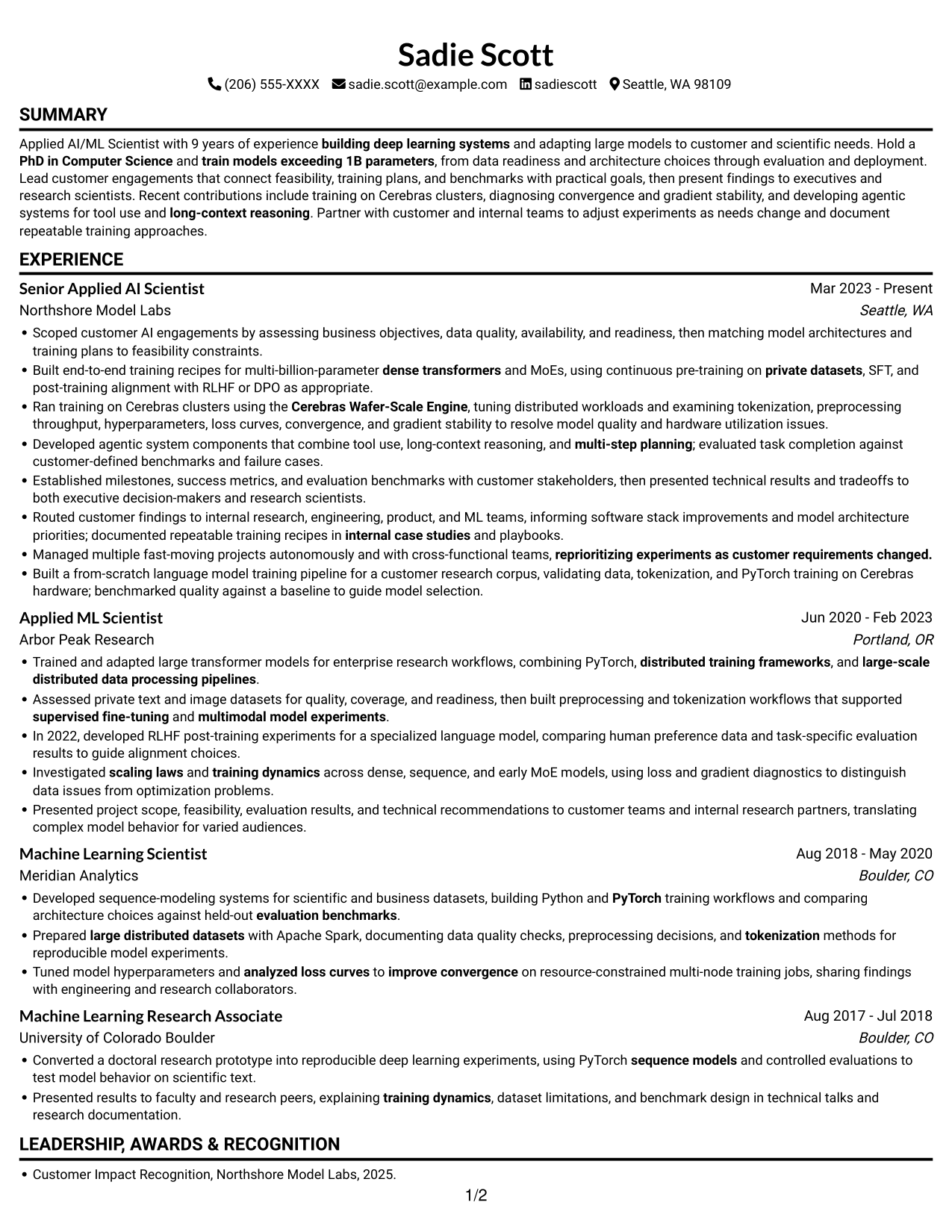 Resume example — page 1