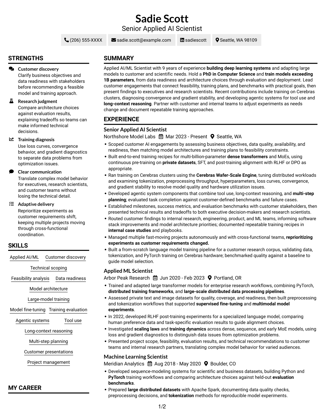 Resume example — page 1