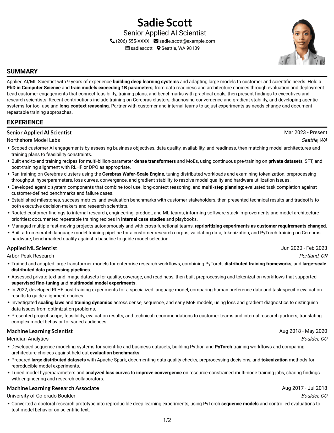 Resume example — page 1