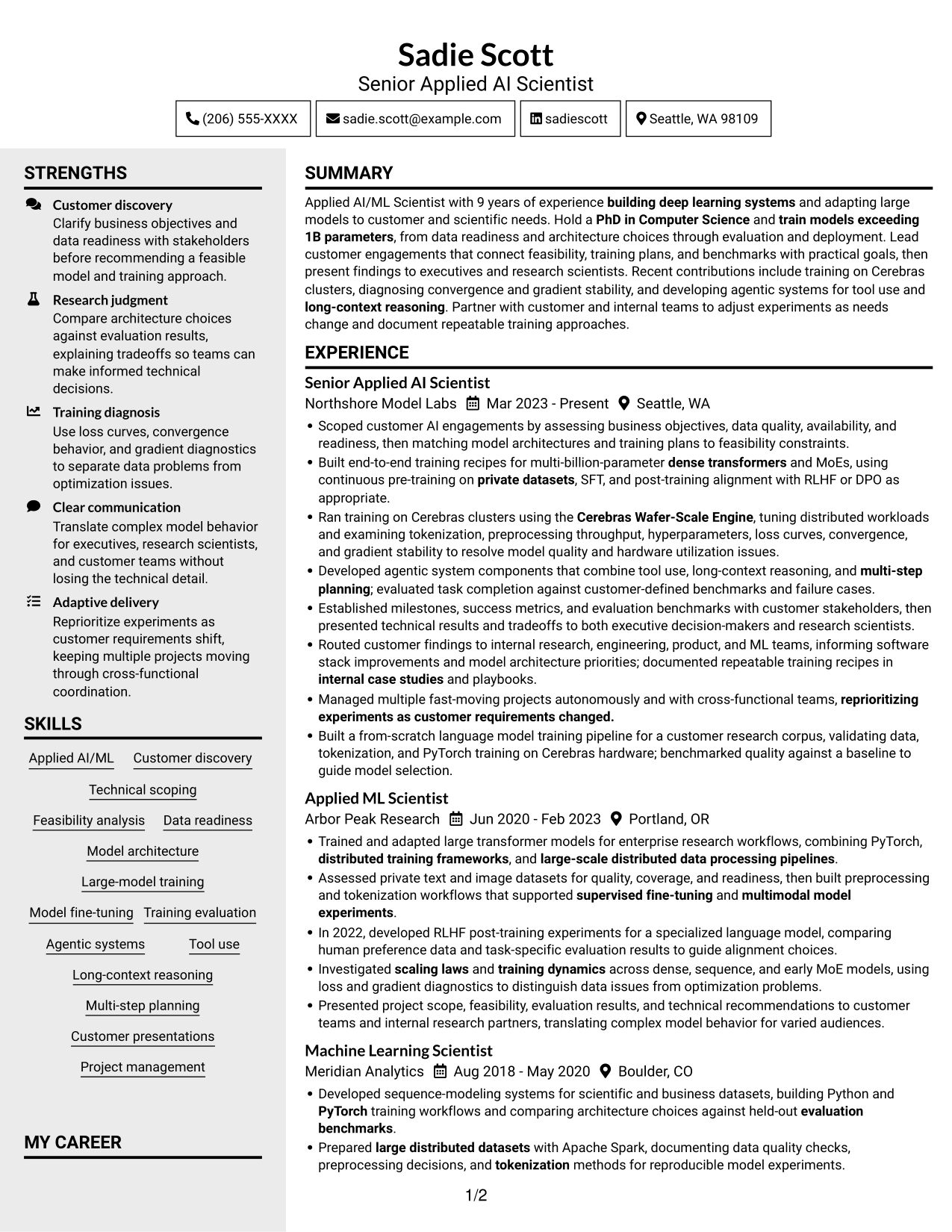 Resume example — page 1