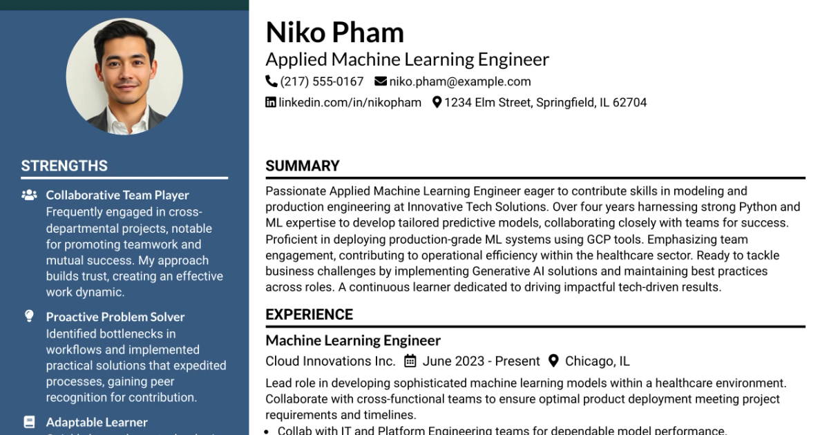 33 Applied Machine Learning Engineer - ML & AI Systems Resume Templates with Example 2026 (ATS-Optimized)