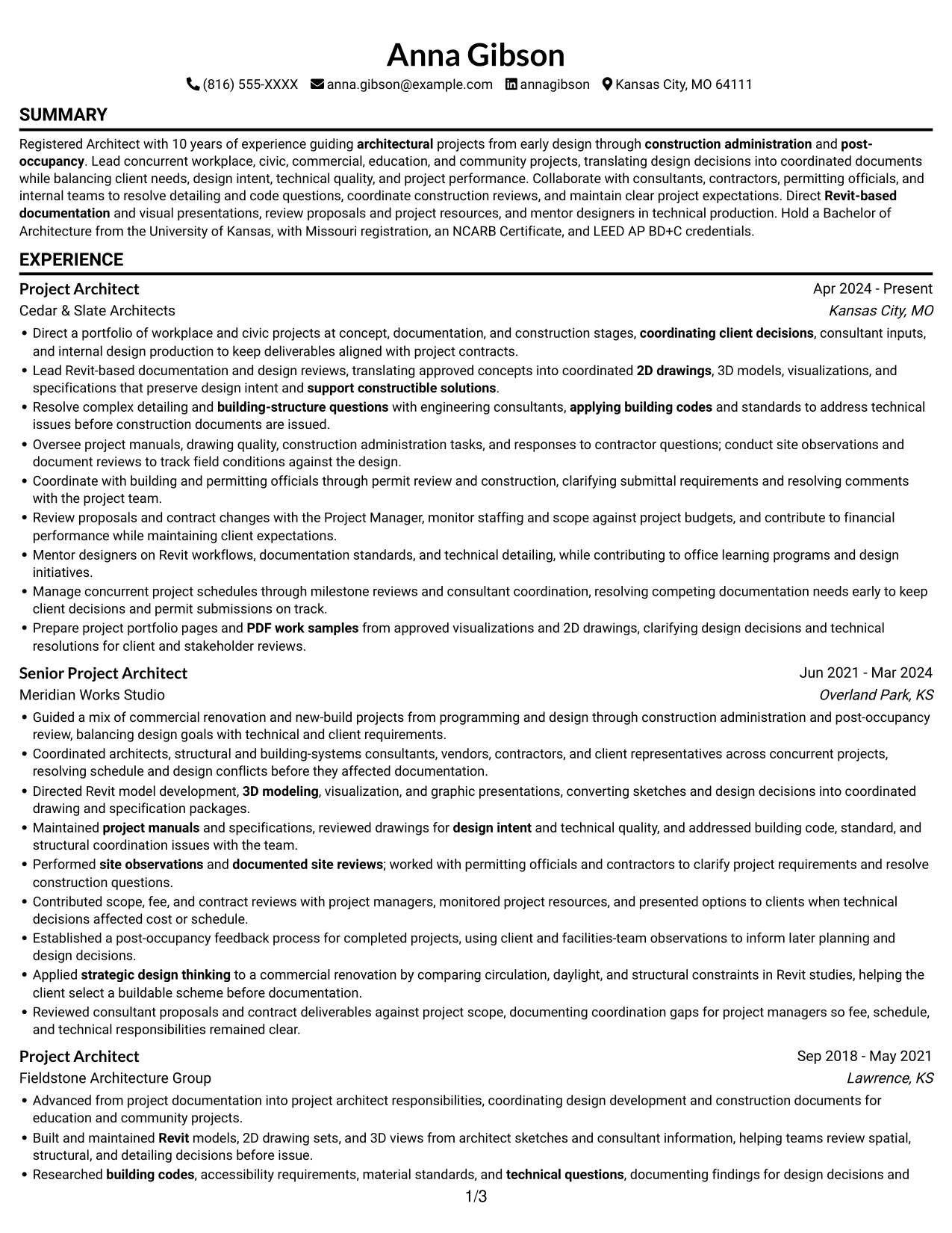 Resume example — page 1