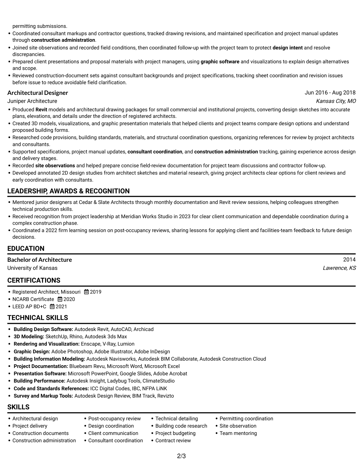 Resume example — page 2