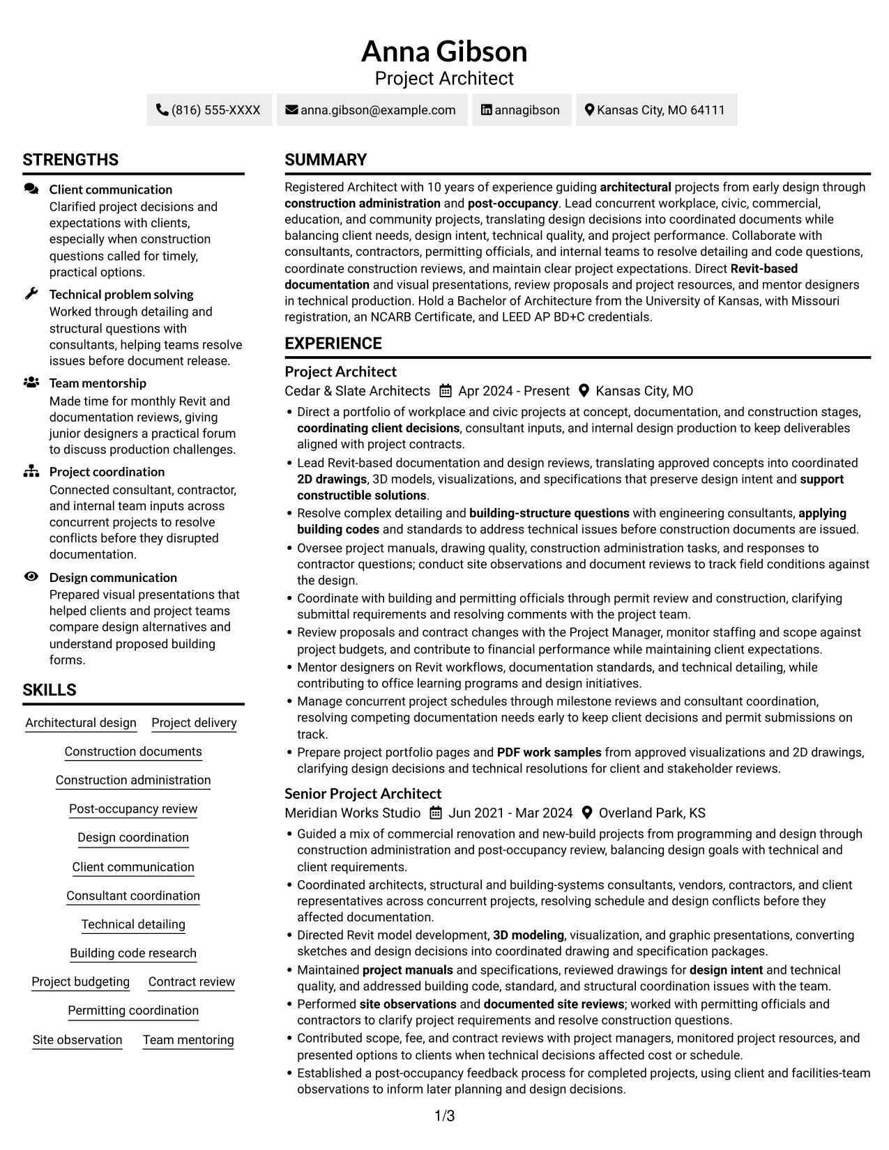 Resume example — page 1