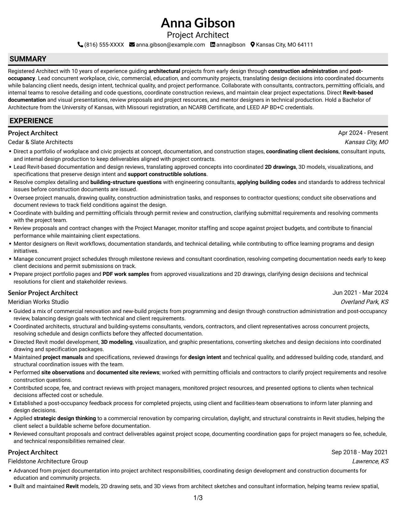 Resume example — page 1