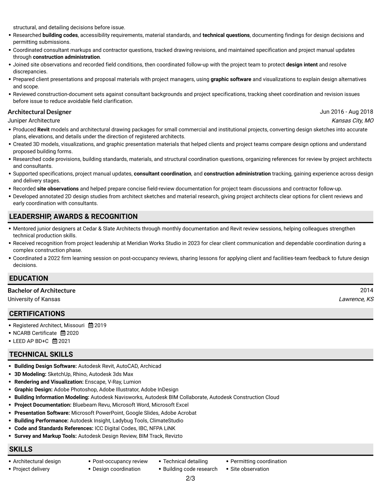 Resume example — page 2