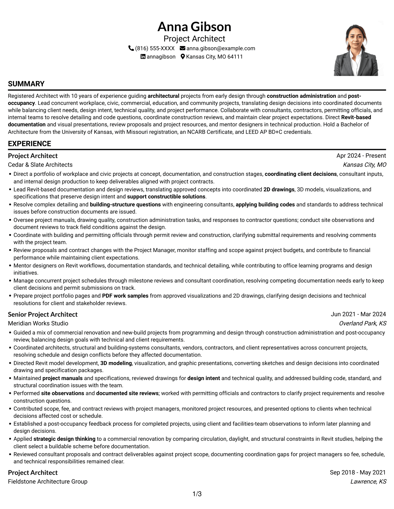 Resume example — page 1