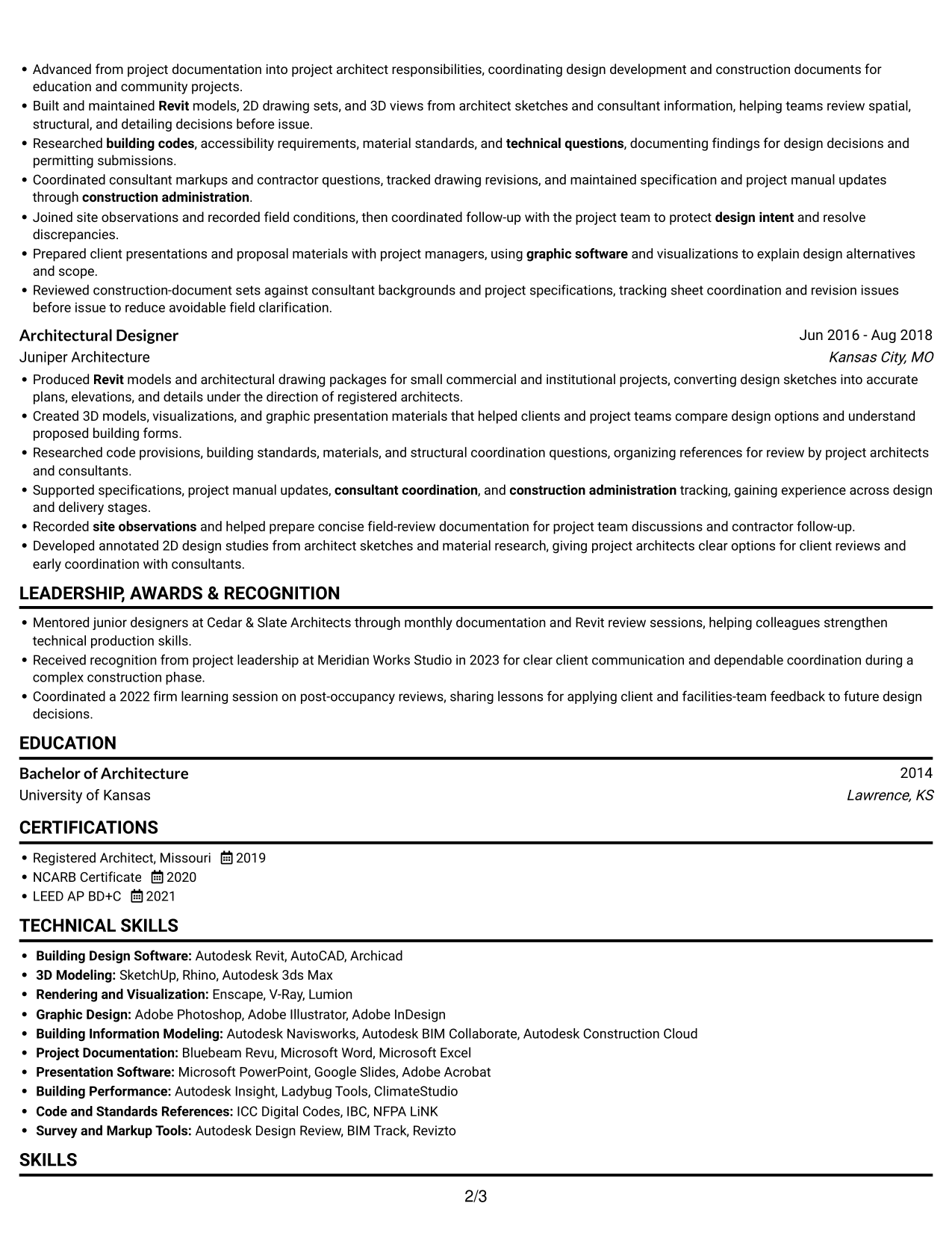 Resume example — page 2