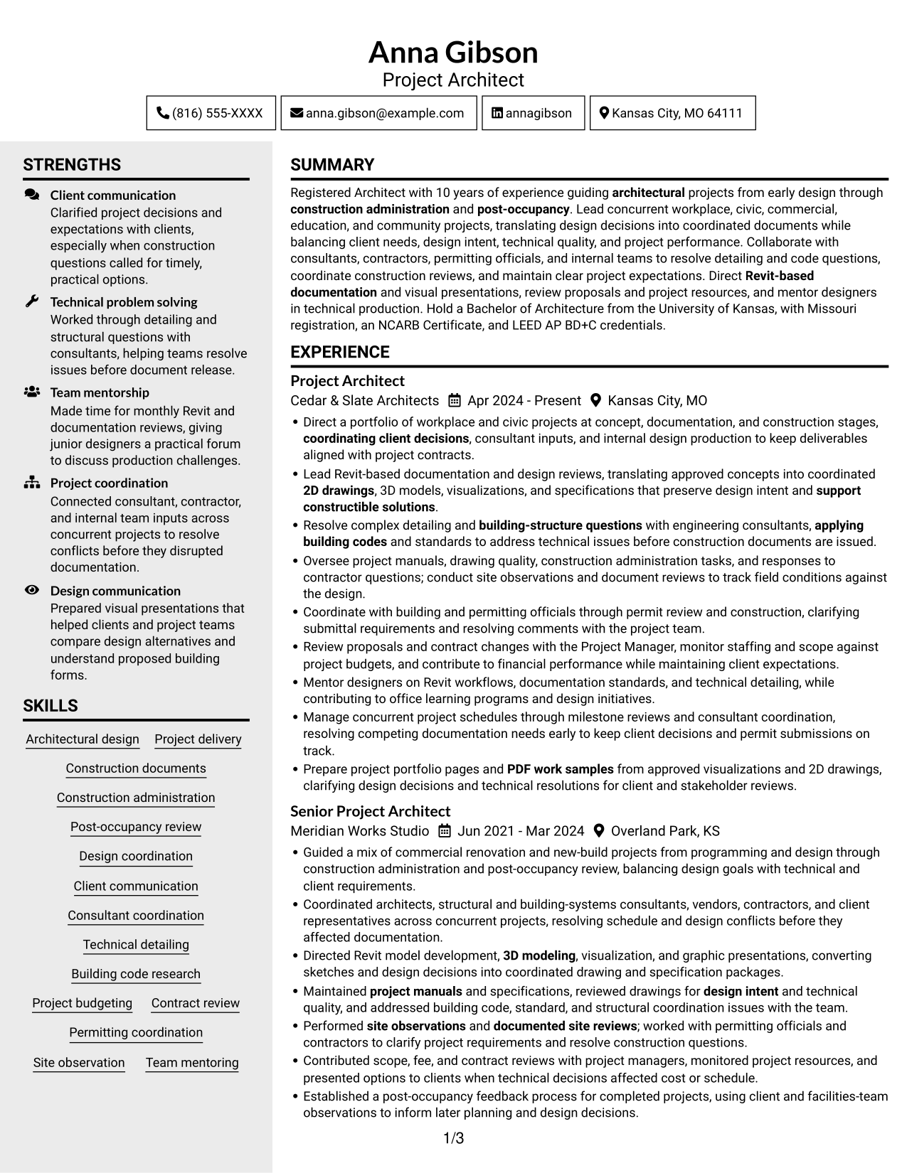 Resume example — page 1