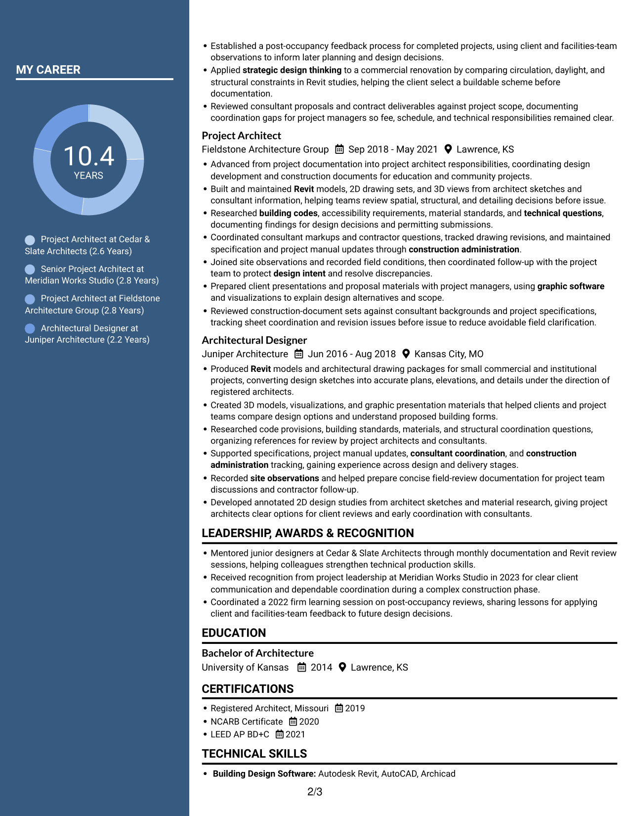 Resume example — page 2