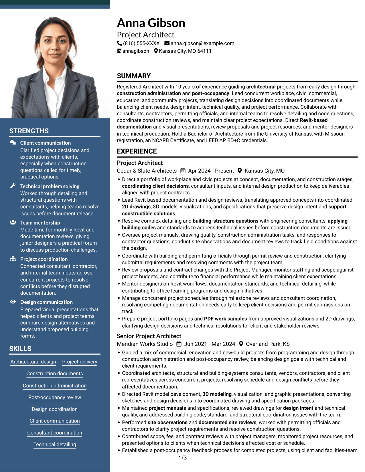 Resume example — page 1
