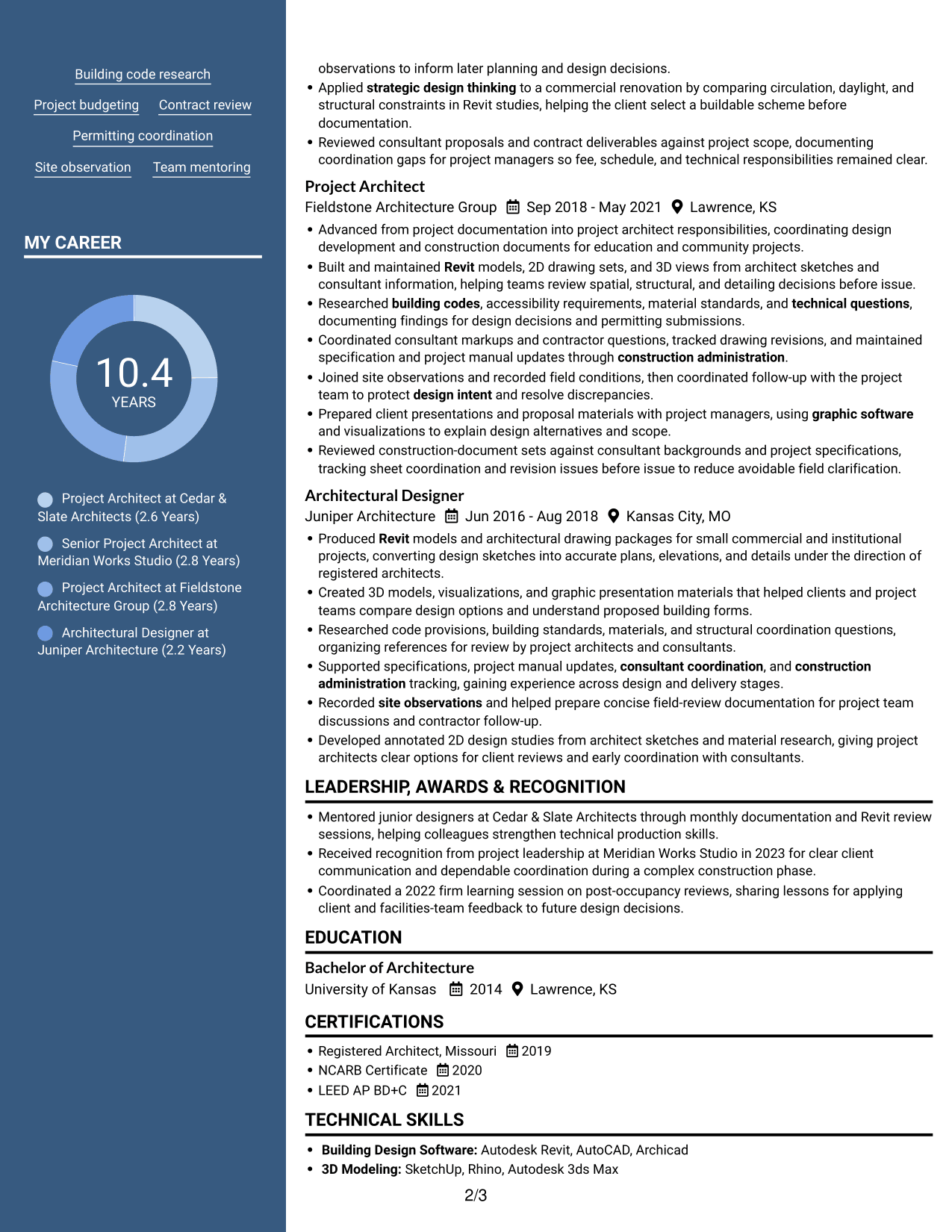Resume example — page 2