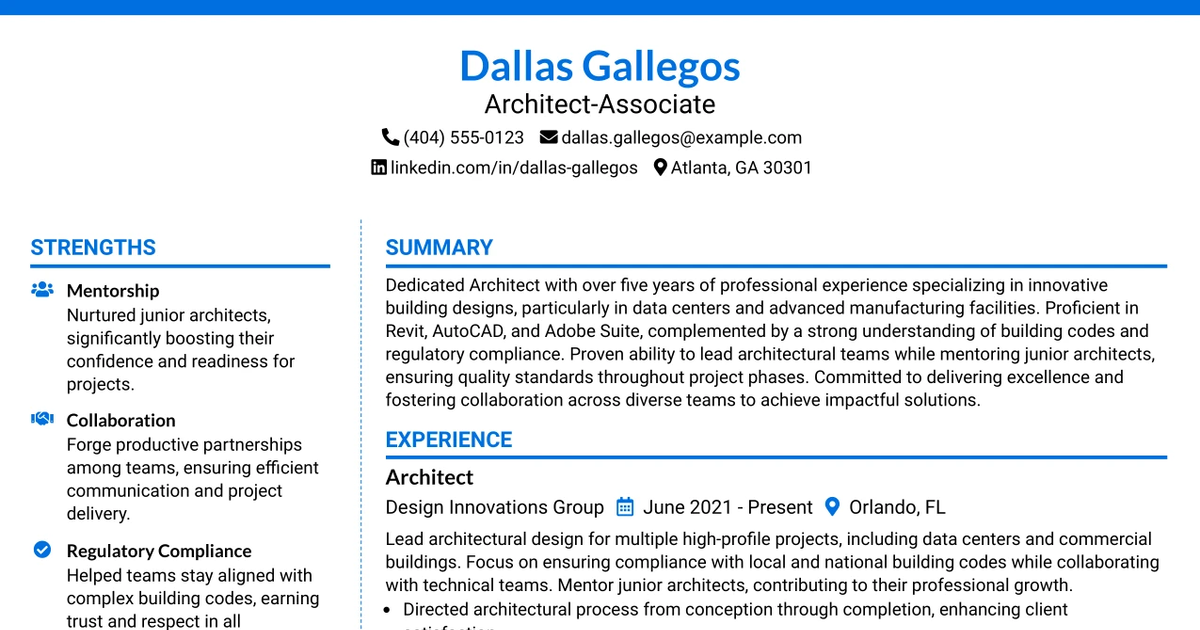 33 Architect-Associate Resume Templates with Example 2026 (ATS-Optimized)