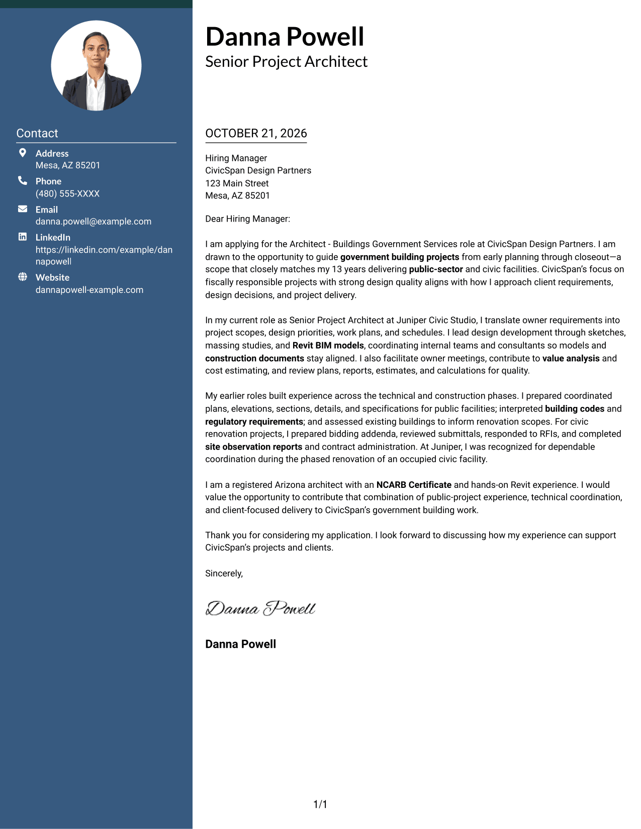 Cover letter example — page 1