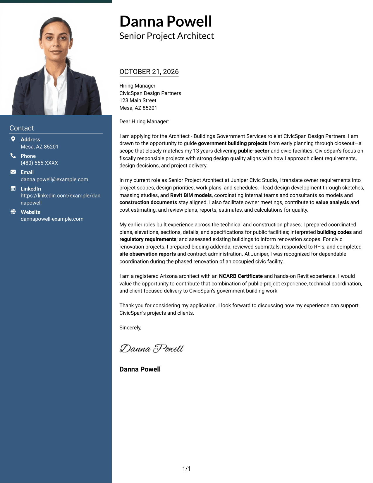 Cover letter example — page 1