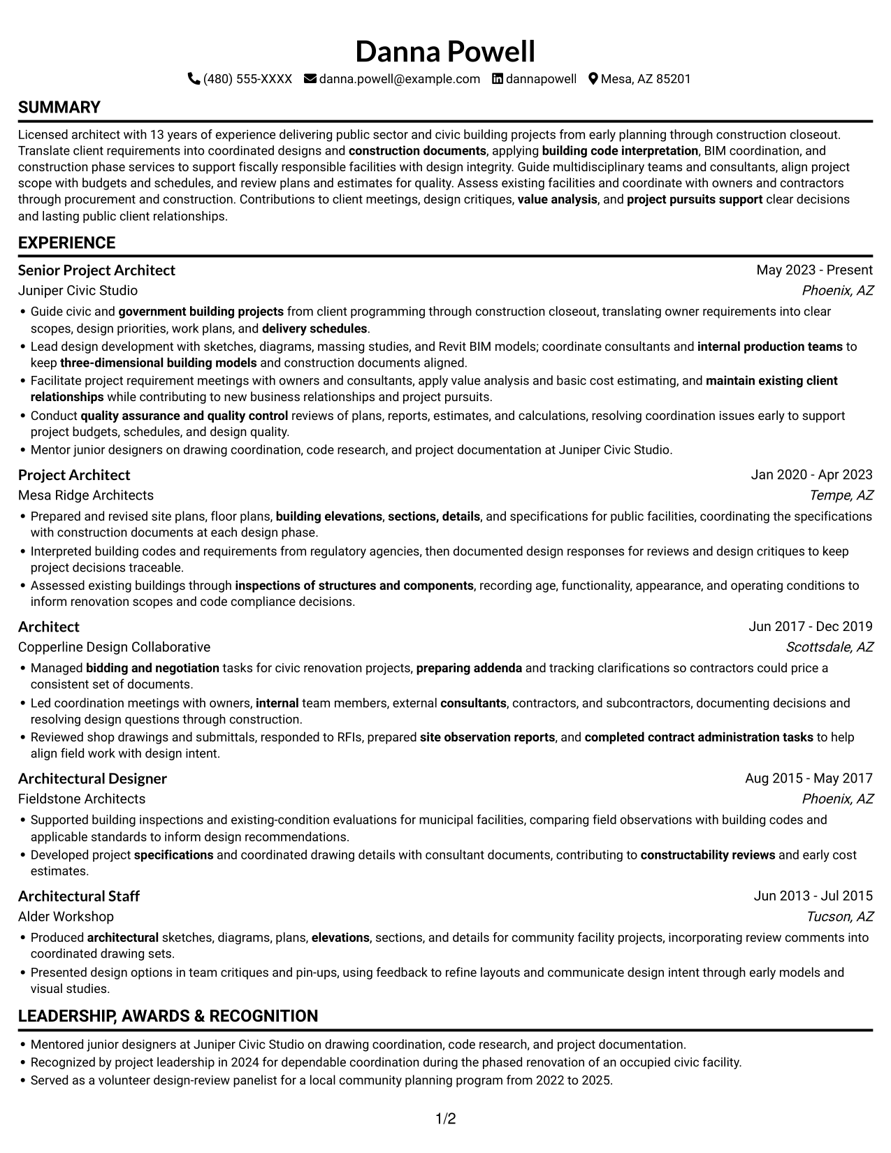 Resume example — page 1