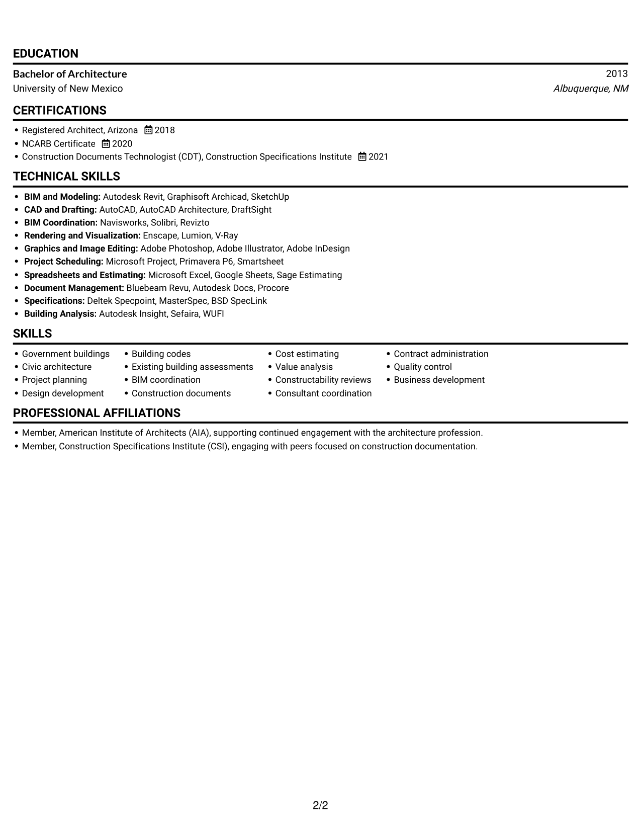 Resume example — page 2