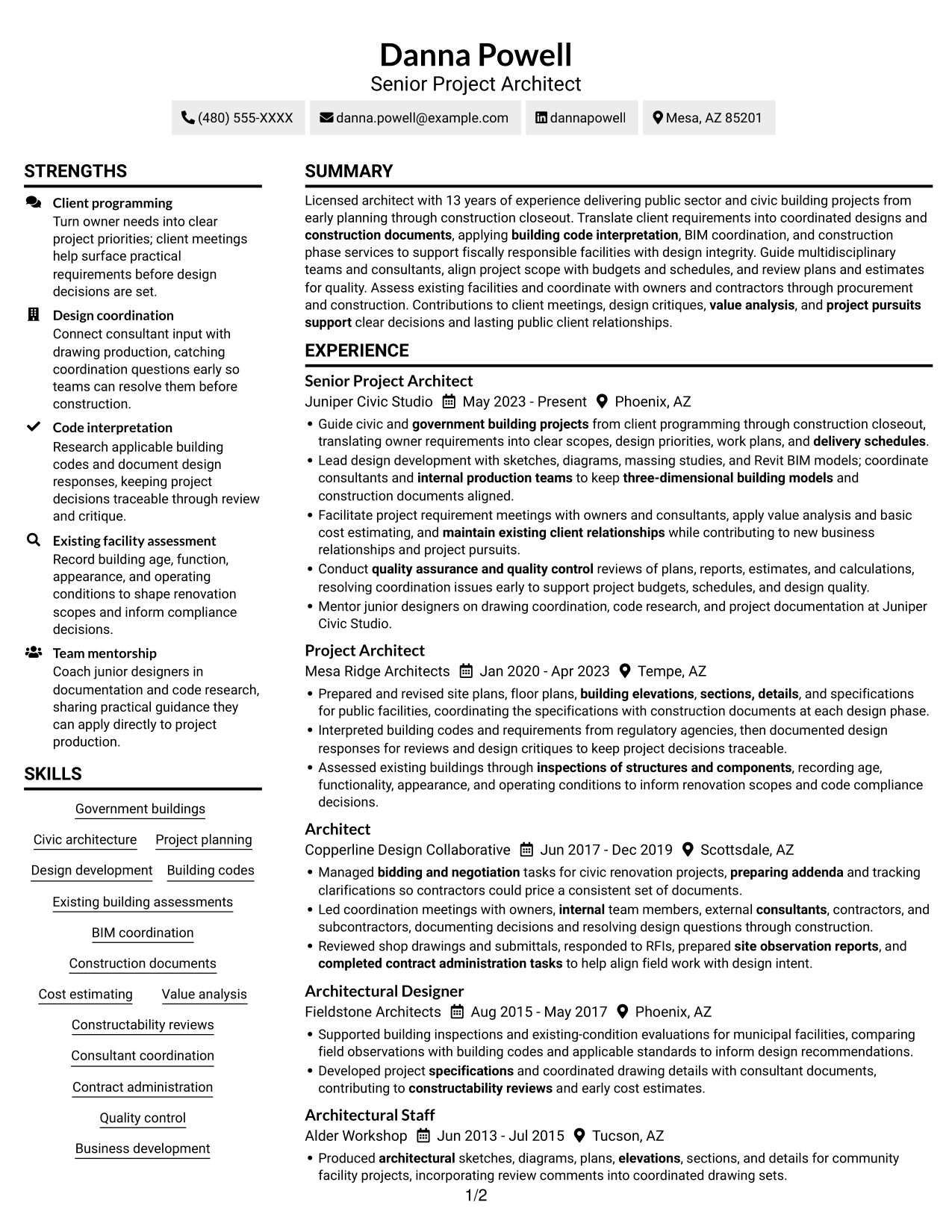 Resume example — page 1