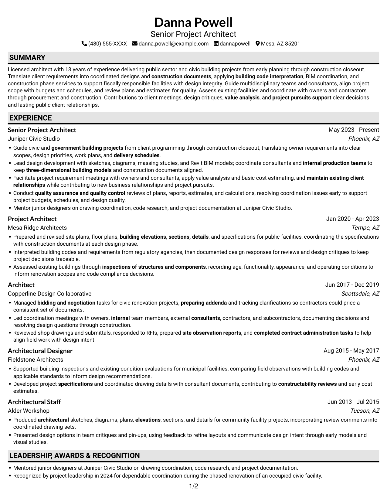 Resume example — page 1