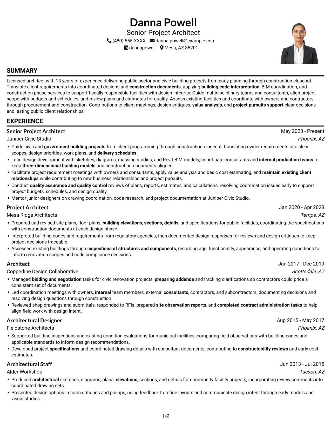 Resume example — page 1