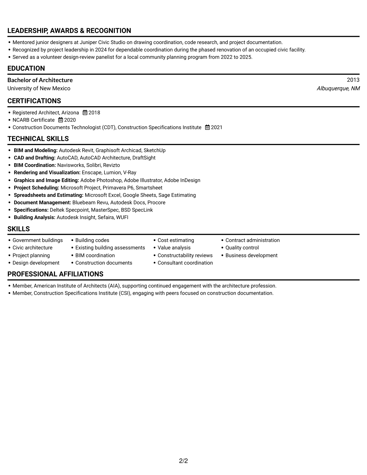 Resume example — page 2