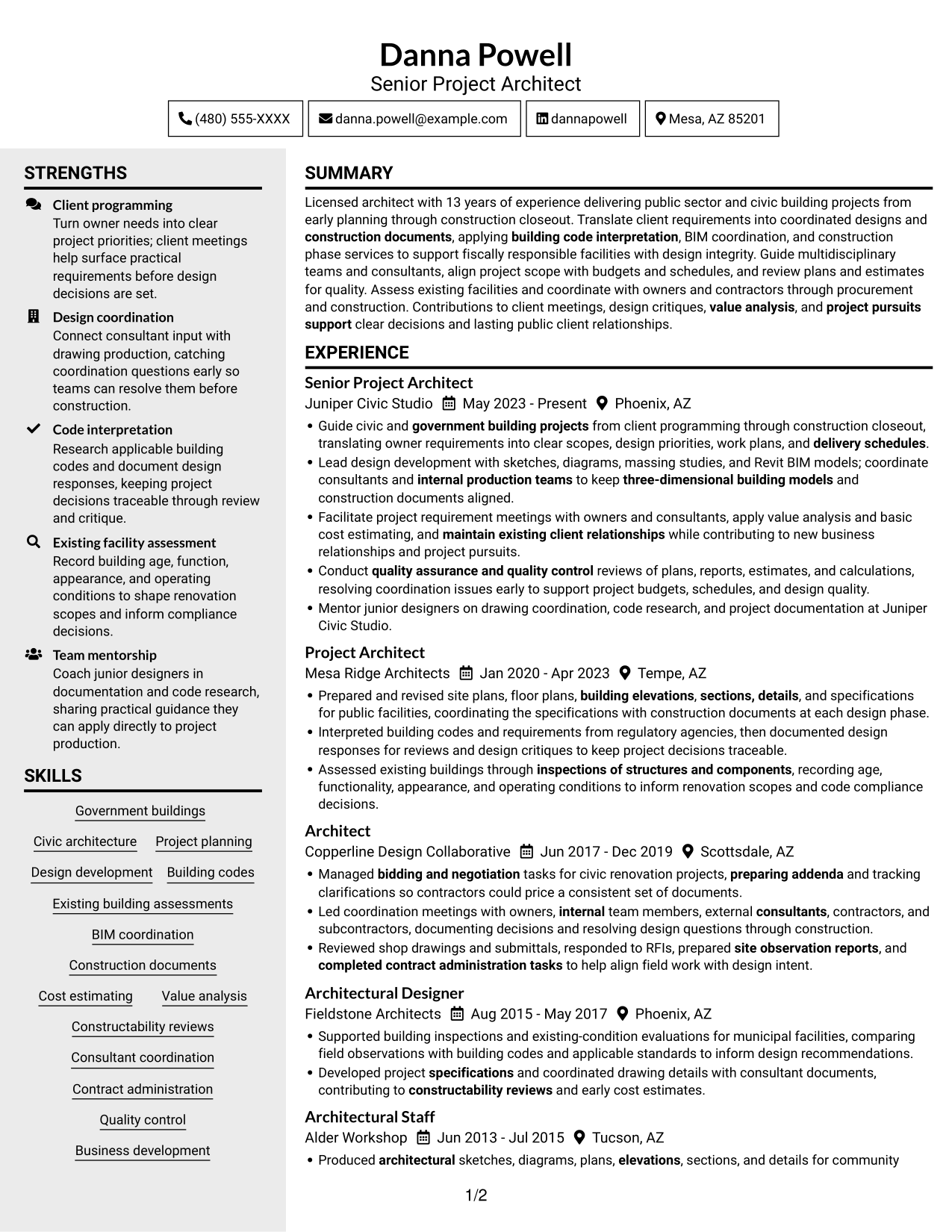Resume example — page 1