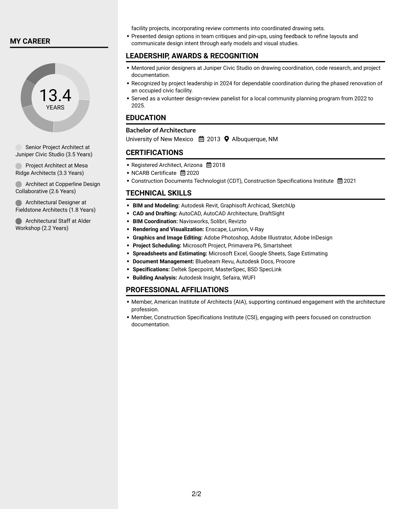 Resume example — page 2