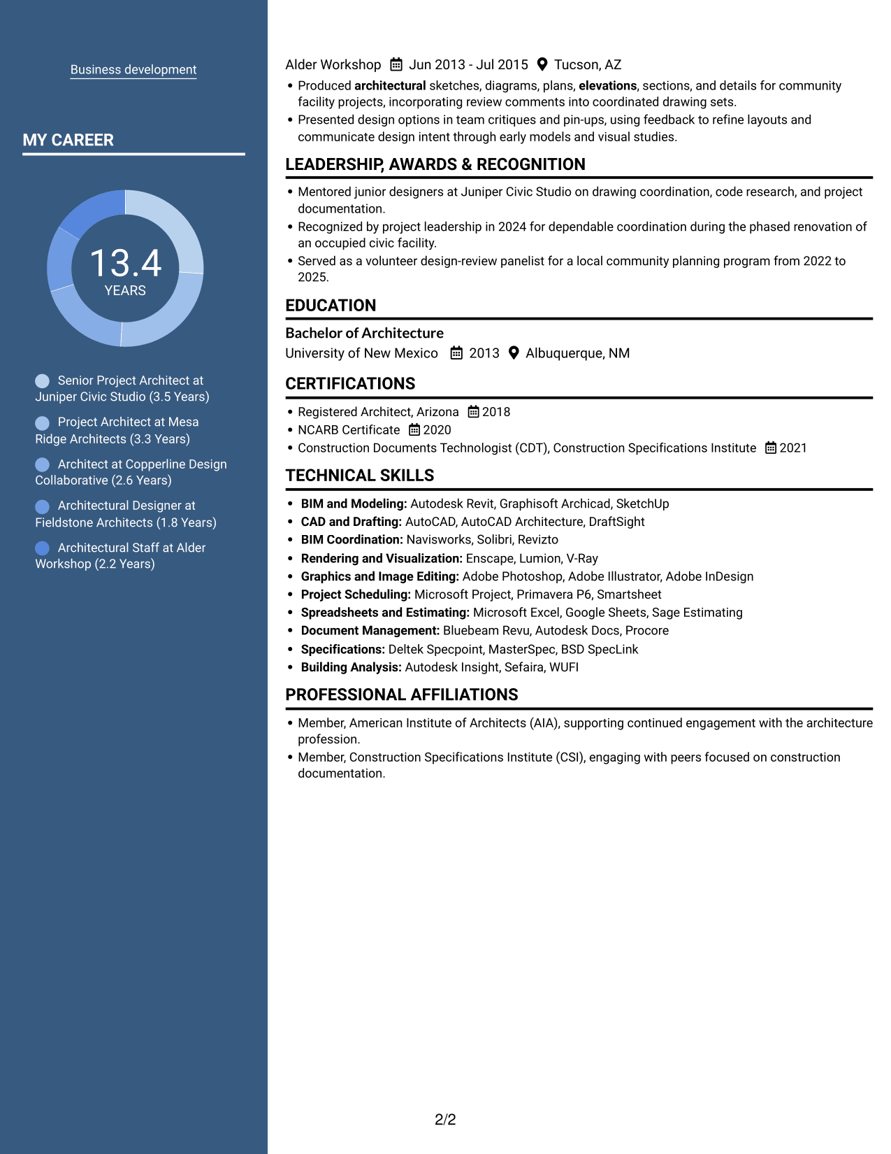 Resume example — page 2