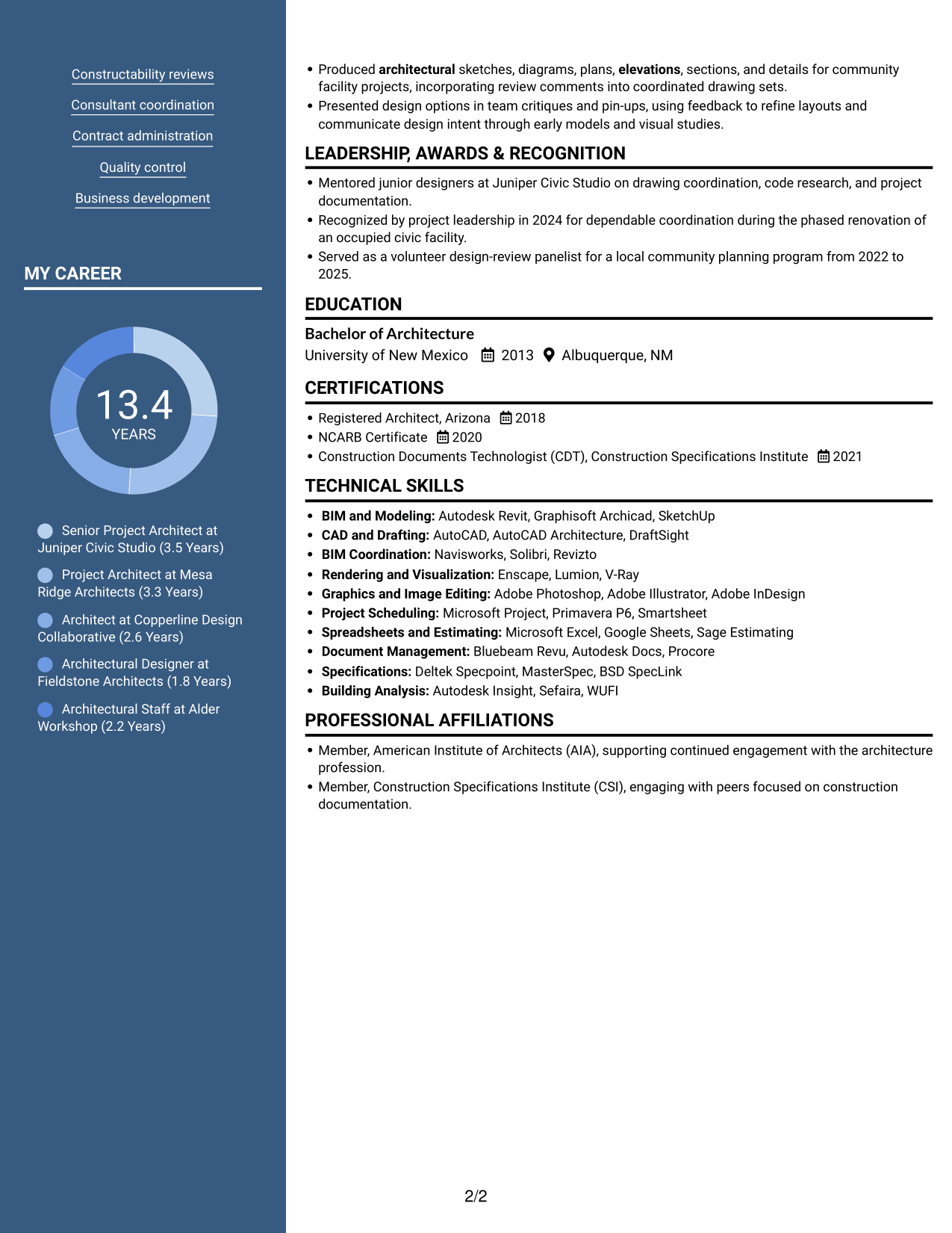 Resume example — page 2