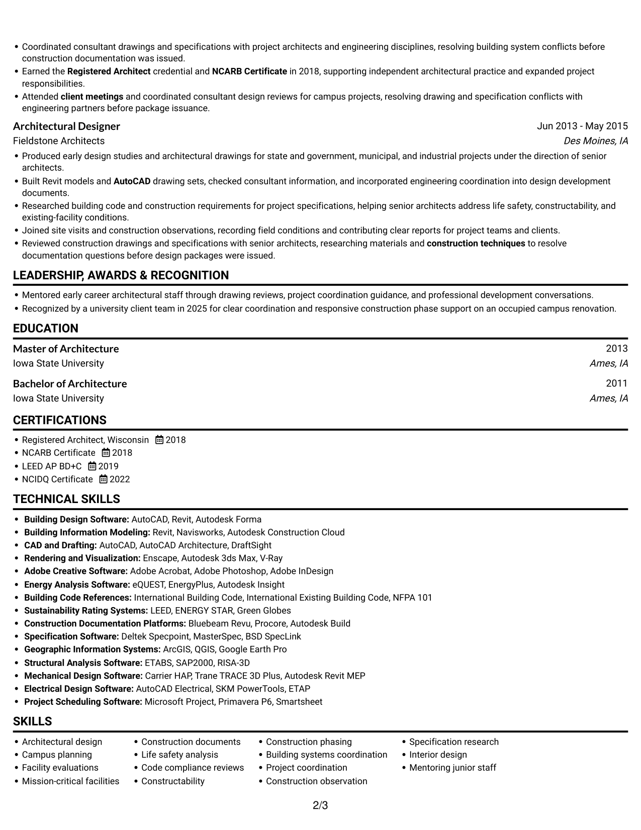 Resume example — page 2