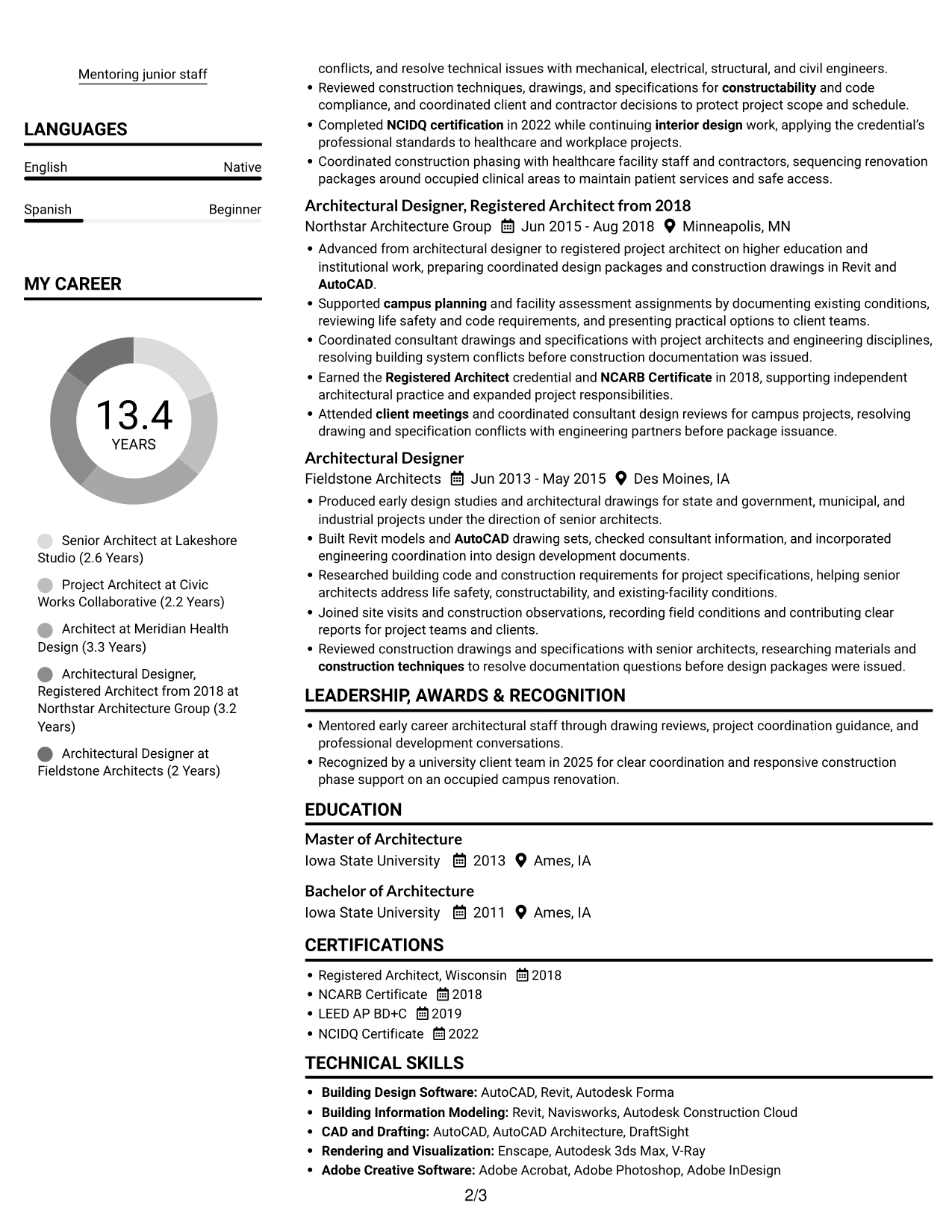 Resume example — page 2