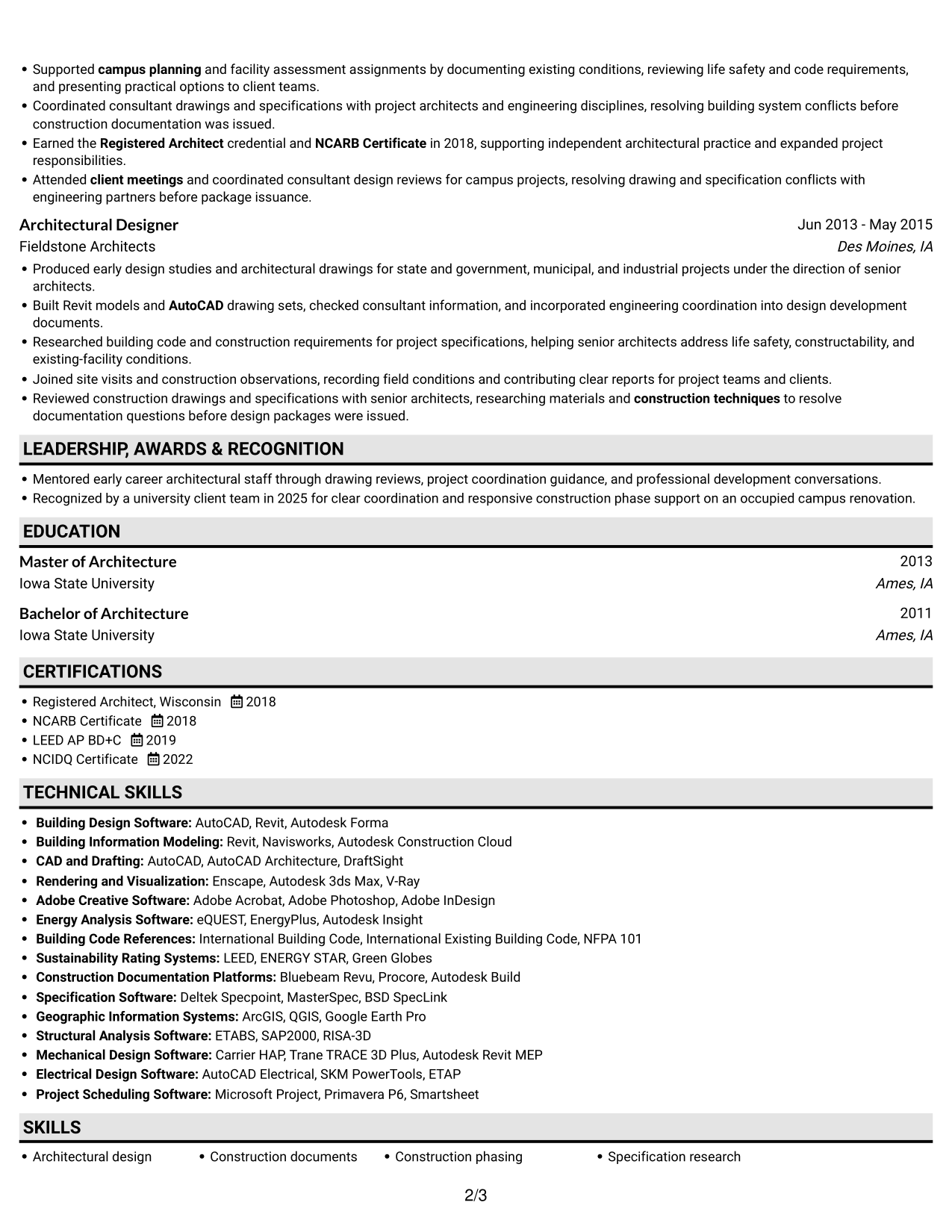 Resume example — page 2