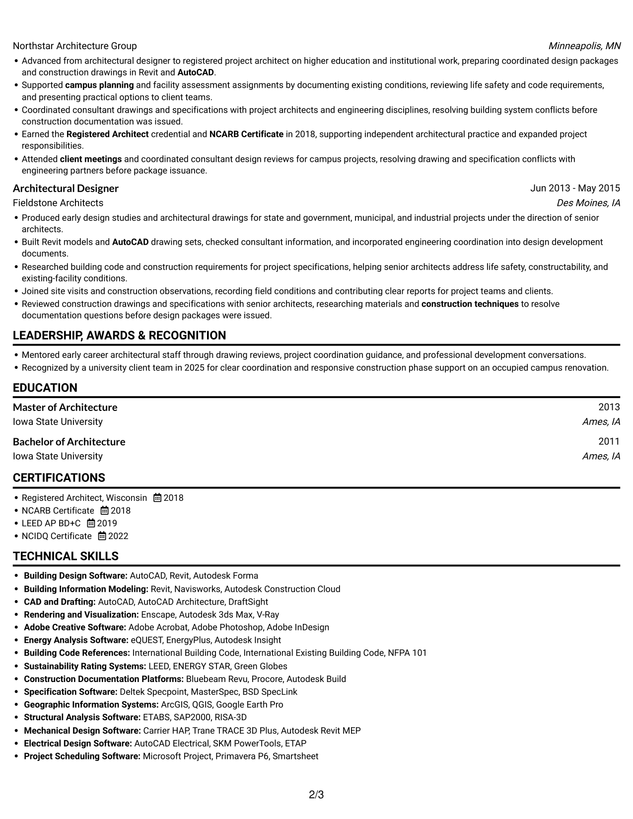 Resume example — page 2