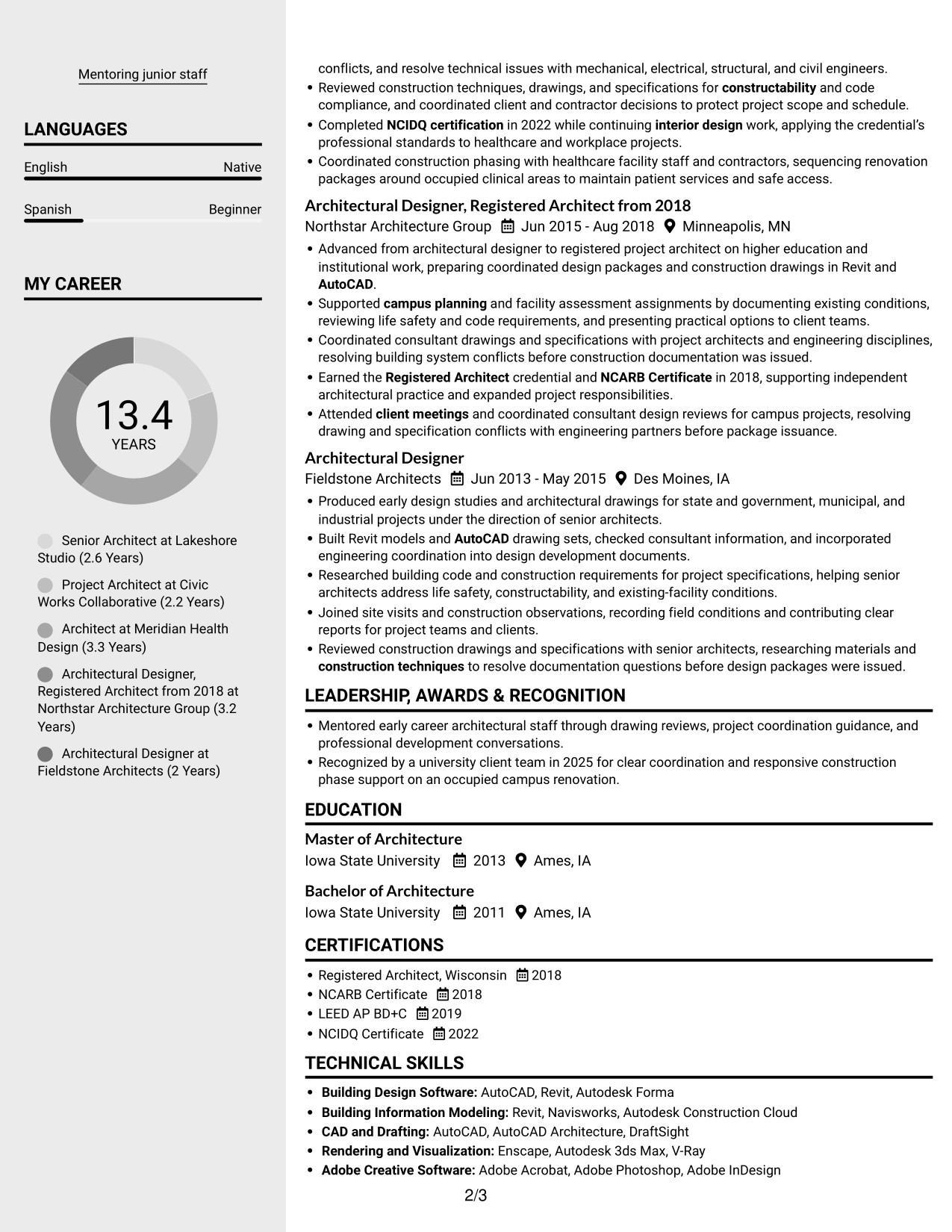Resume example — page 2